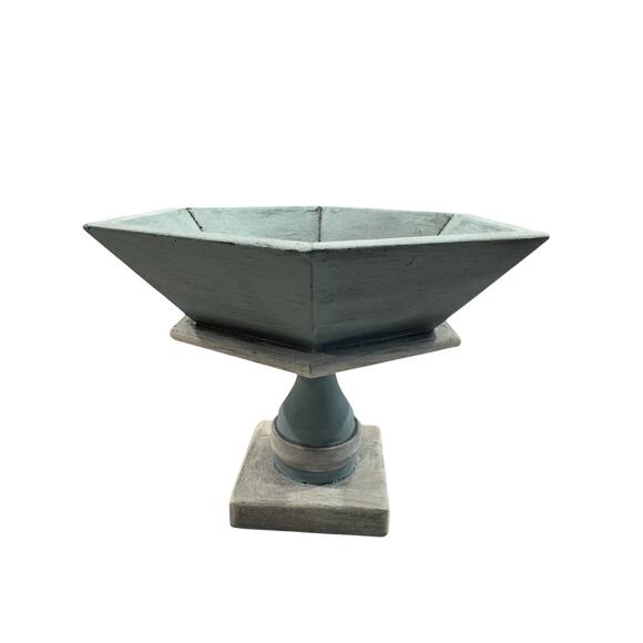 Coastal Mediterranean Wood Pedestal Fruit Bowl 7” - Picture 2 of 7